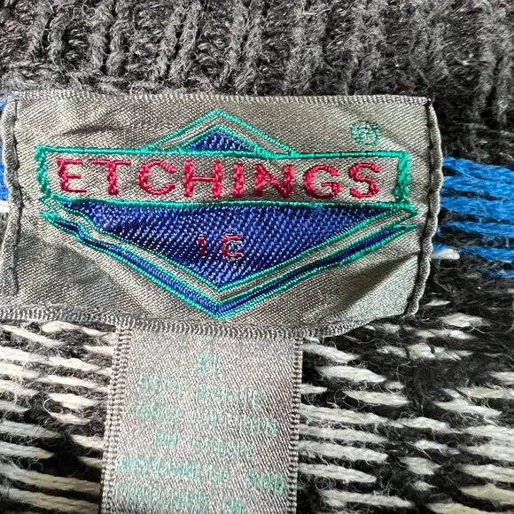 Vintage Etchings Textured 3D Knit Crewneck Sweater Size Extra Large Cosby Chunky